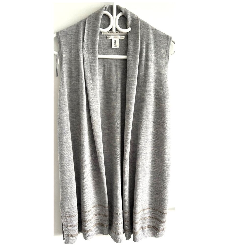 Max Studio Merino Wool Grey Vest Sz M